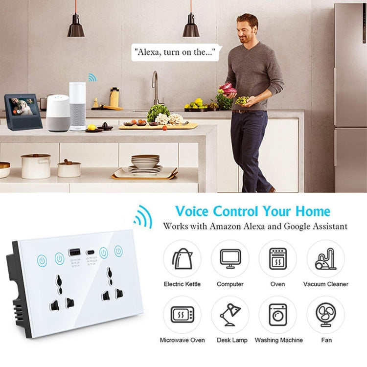 Graffiti Smart Socket With Switch USB+Type-C Dual Port Remote Control Socket, UK Plug, Style: Wifi White - Smart Socket by PMC TechLife | Online Shopping South Africa | PMC TechLife | Buy Now Pay Later Mobicred