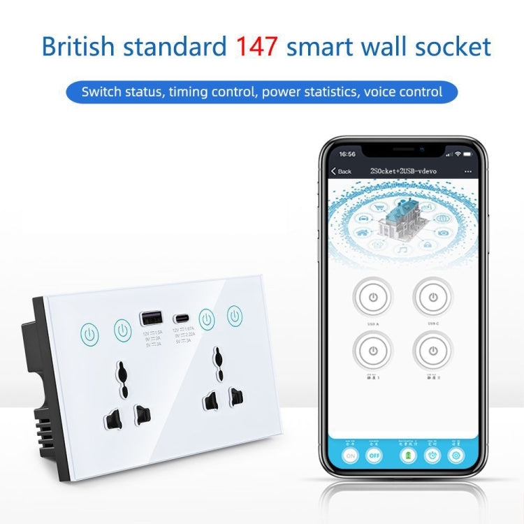 Graffiti Smart Socket With Switch USB+Type-C Dual Port Remote Control Socket, UK Plug, Style: ZigBee Black - Smart Socket by PMC TechLife | Online Shopping South Africa | PMC TechLife | Buy Now Pay Later Mobicred