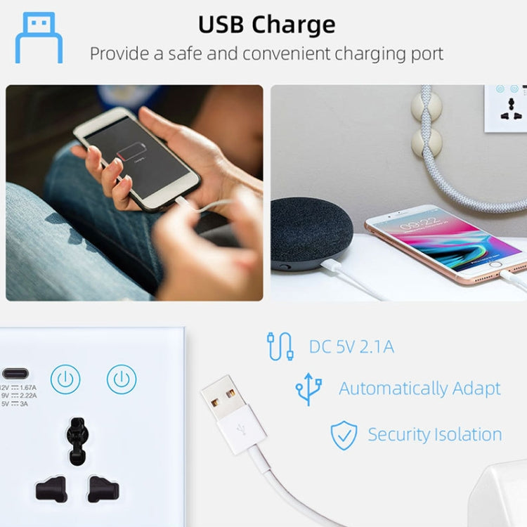 Graffiti Smart Socket With Switch USB+Type-C Dual Port Remote Control Socket, UK Plug, Style: Wifi Black - Smart Socket by PMC TechLife | Online Shopping South Africa | PMC TechLife | Buy Now Pay Later Mobicred