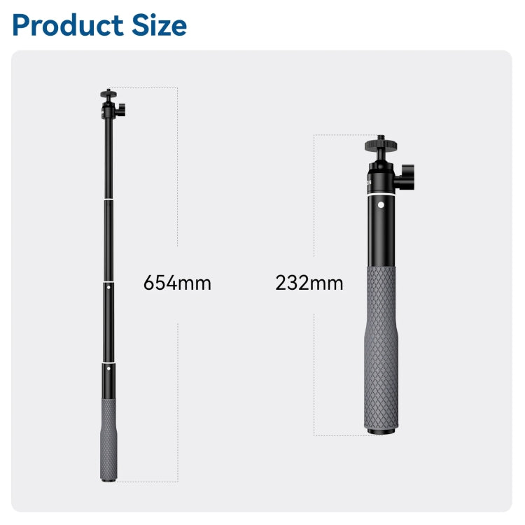 TELESIN WSS-001 65.4cm Aluminum Alloy Waterproof Ball Head Selfie Stick Diving Shooting Sports Camera Extension Stick - Extendable Pole by TELESIN | Online Shopping South Africa | PMC TechLife | Buy Now Pay Later Mobicred