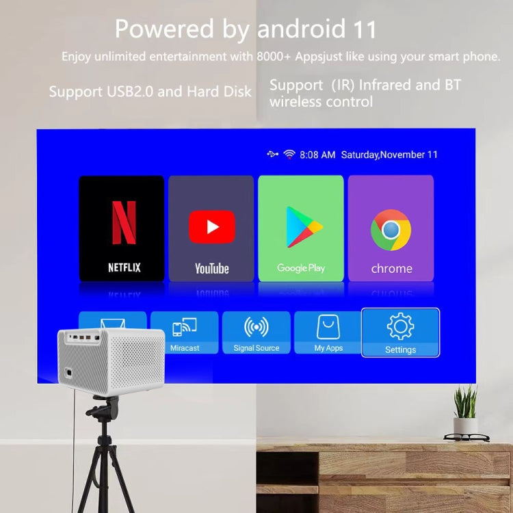 M10 Plus 1280x720P Projector 2.4G / 5G WIFI Bluetooth 5.2 Android 11 System Home Cinema AU Plug - Mini Projector by PMC TechLife | Online Shopping South Africa | PMC TechLife | Buy Now Pay Later Mobicred
