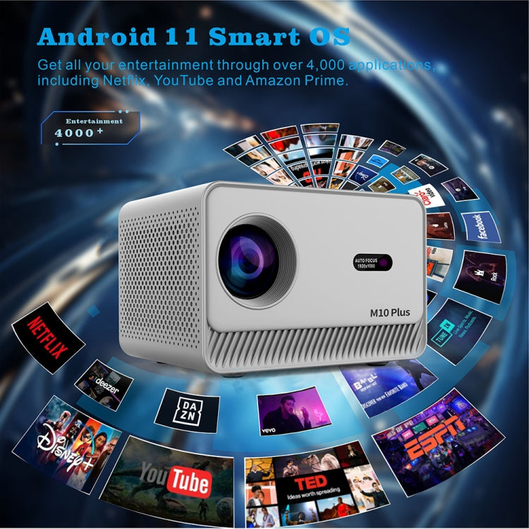 M10 Plus 1280x720P Projector 2.4G / 5G WIFI Bluetooth 5.2 Android 11 System Home Cinema AU Plug - Mini Projector by PMC TechLife | Online Shopping South Africa | PMC TechLife | Buy Now Pay Later Mobicred