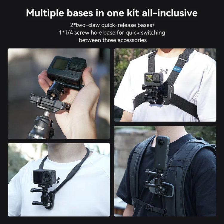 TELESIN CQM-001 Universal Magnetic Quick Release Adapter Kit For Sports Cameras(Black) - free shipping - PMC TechLife - Order now!