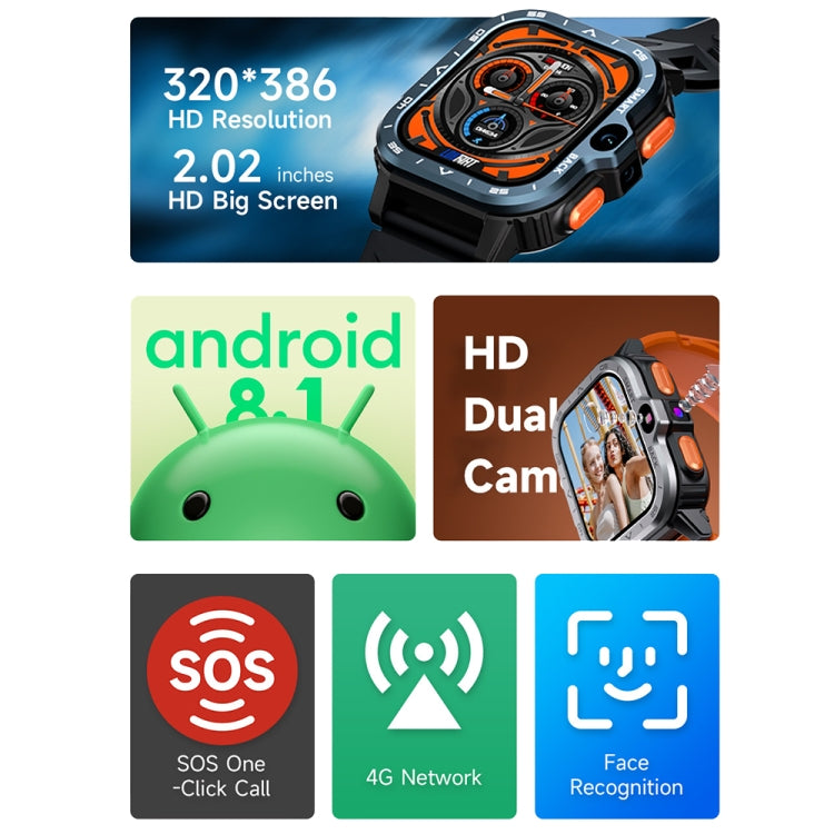 LOKMAT APPLLP 4 MAX 2.02-Inch Android 8.1 Full Network Wifi Card Bluetooth Smart Watch(Silver 64G) - free shipping - PMC TechLife - Order now!