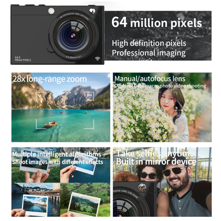 High-Definition CCD Digital Camera 64 Million WiFi Card Camera, Color: White + Microphone/Fill Light/Headphone Cable - free shipping - PMC TechLife - Order now!