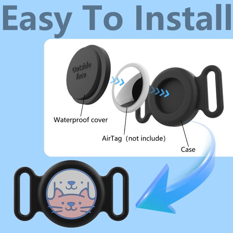 For AirTag Pet Collar Locator Silicone Life Waterproof Protective Case(Black) - Pet Series by PMC TechLife | Online Shopping South Africa | PMC TechLife | Buy Now Pay Later Mobicred