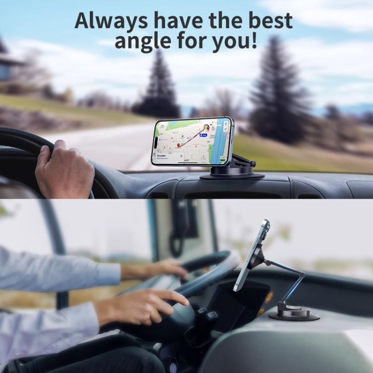 360 Rotating Car Magnetic Cell Phone Holder Magsafe Metal Car Folding Navigation Stand(Black) - Universal Car Holders by PMC TechLife | Online Shopping South Africa | PMC TechLife | Buy Now Pay Later Mobicred