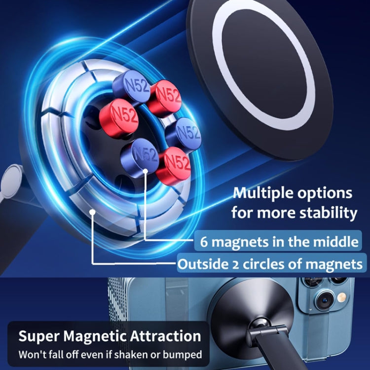 360 Rotating Car Magnetic Cell Phone Holder Magsafe Metal Car Folding Navigation Stand(Black) - Universal Car Holders by PMC TechLife | Online Shopping South Africa | PMC TechLife | Buy Now Pay Later Mobicred