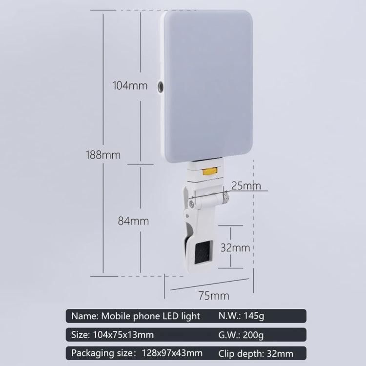 60 LEDs Rechargeable Clip Fill Light With Front & Back Clip Adjusted 3 Light Modes For Phone, Spec: B Type White - Selfie Light by PMC TechLife | Online Shopping South Africa | PMC TechLife | Buy Now Pay Later Mobicred