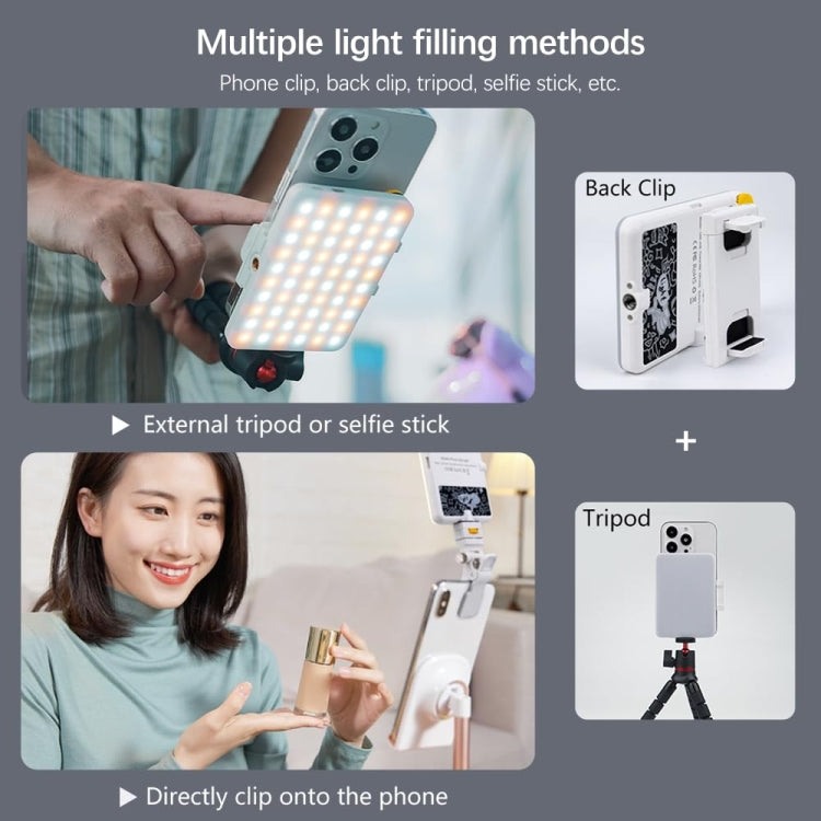 60 LEDs Rechargeable Clip Fill Light With Front & Back Clip Adjusted 3 Light Modes For Phone, Spec: B Type Blue - Selfie Light by PMC TechLife | Online Shopping South Africa | PMC TechLife | Buy Now Pay Later Mobicred