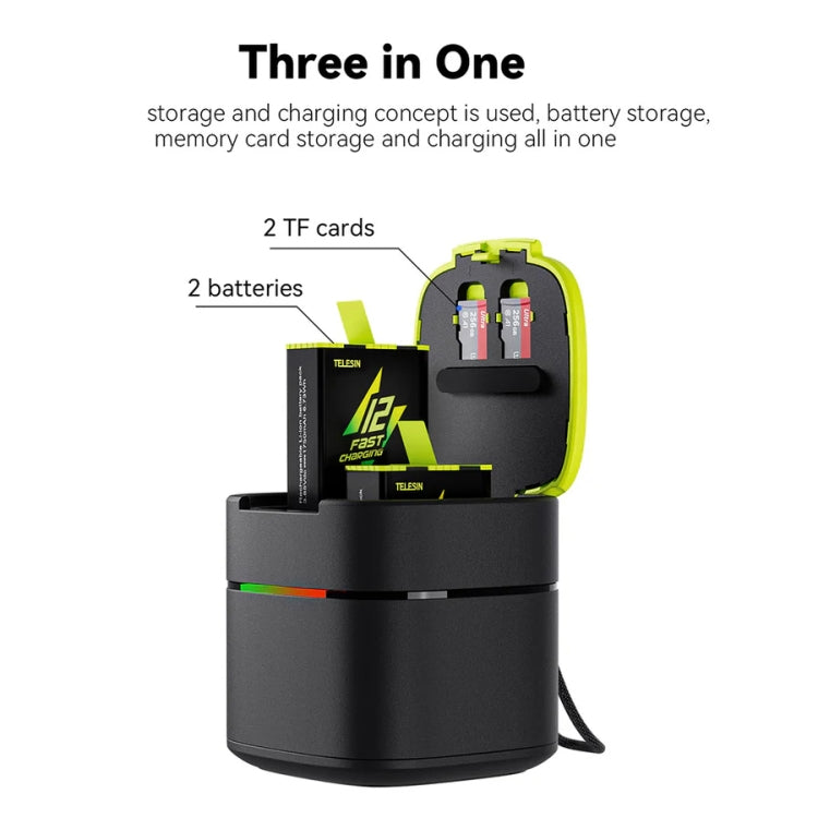 TELESIN GP-FCK-B11 Fast Charged Battery Storage Charging Box For GoPro HERO12 Black / HERO11 Black / HERO10 Black / HERO9 Black(Single Charging Box) - free shipping - PMC TechLife - Order now!