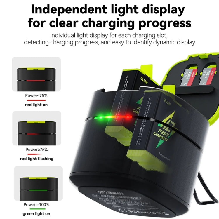 TELESIN GP-FCK-B11 Fast Charged Battery Storage Charging Box For GoPro HERO12 Black / HERO11 Black / HERO10 Black / HERO9 Black(Single Charging Box) - free shipping - PMC TechLife - Order now!