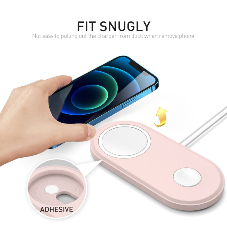 For Apple Watch / iPhone AhaStyle PT135 2 In 1 Silicone Wireless Charging Base(Pink) - Charger / Holder by AhaStyle | Online Shopping South Africa | PMC TechLife | Buy Now Pay Later Mobicred