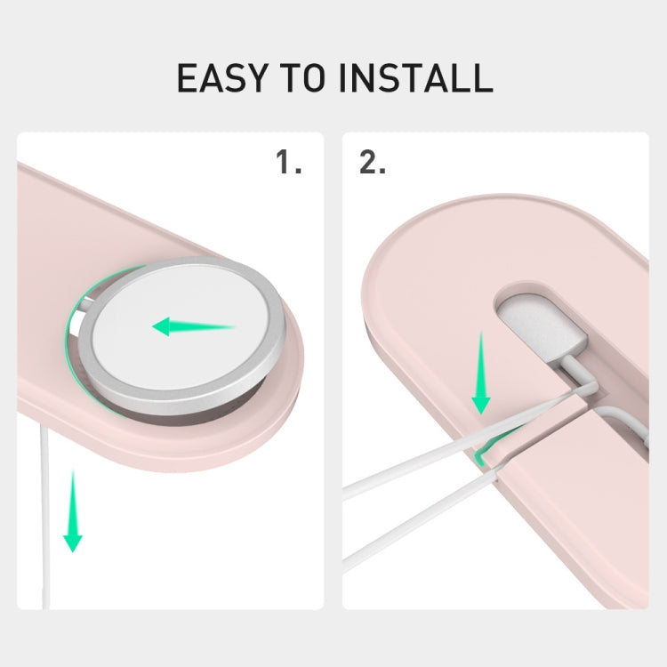 For Apple Watch / iPhone AhaStyle PT135 2 In 1 Silicone Wireless Charging Base(Pink) - Charger / Holder by AhaStyle | Online Shopping South Africa | PMC TechLife | Buy Now Pay Later Mobicred