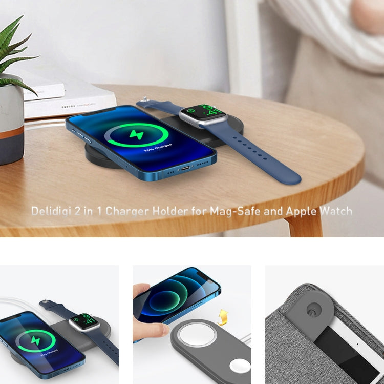 For Apple Watch / iPhone AhaStyle PT135 2 In 1 Silicone Wireless Charging Base(Grey) - Charger / Holder by AhaStyle | Online Shopping South Africa | PMC TechLife | Buy Now Pay Later Mobicred