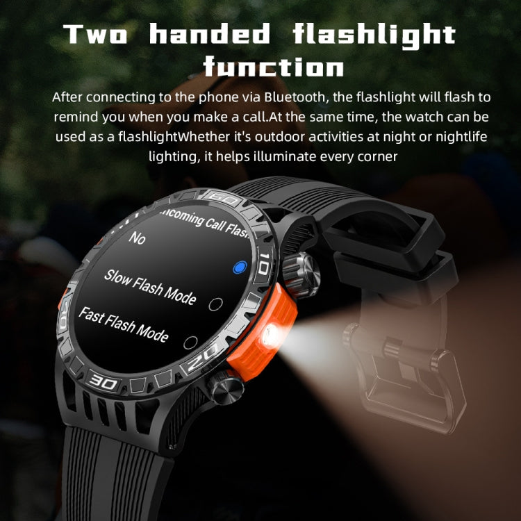 LOKMAT ZEUS6 PRO 1.46-Inch IP68 Waterproof SOS Flashlight Bluetooth Smart Watch(Brick Red) - free shipping - PMC TechLife - Order now!