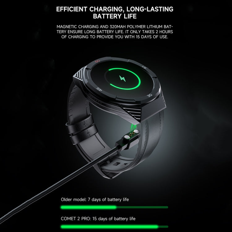 LOKMAT COMET2 PRO 1.46-Inch 5ATM Waterproof Bluetooth Call Smart Watch, Color: Black Leather - Smart Watches by LOKMAT | Online Shopping South Africa | PMC TechLife | Buy Now Pay Later Mobicred