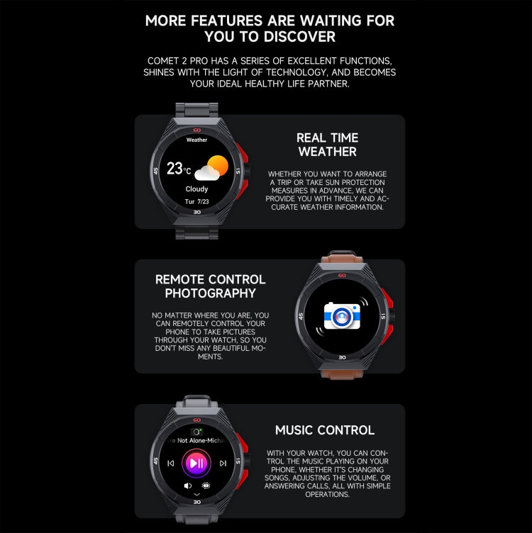 LOKMAT COMET2 PRO 1.46-Inch 5ATM Waterproof Bluetooth Call Smart Watch, Color: Black Stainless Steel - free shipping - PMC TechLife - Order now!