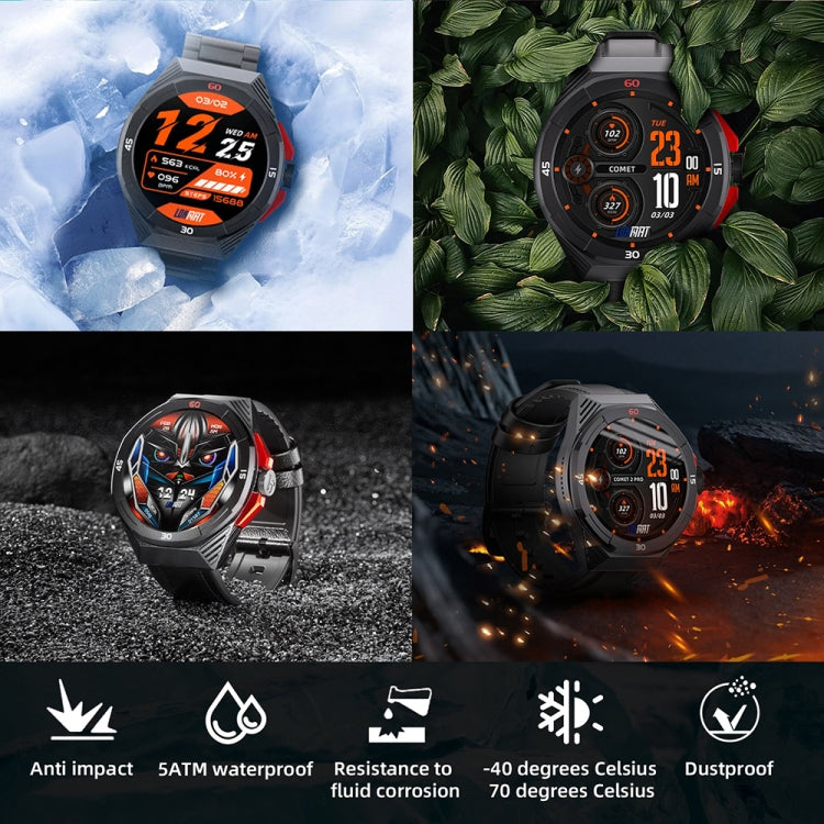 LOKMAT COMET2 PRO 1.46-Inch 5ATM Waterproof Bluetooth Call Smart Watch, Color: Black Leather - Smart Watches by LOKMAT | Online Shopping South Africa | PMC TechLife | Buy Now Pay Later Mobicred