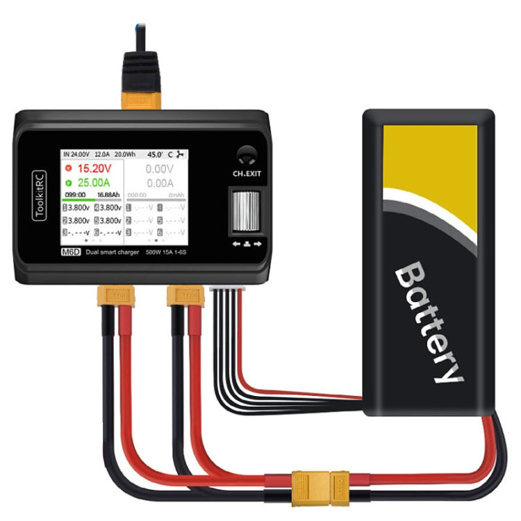 ToolkitRC M6D 500W Toy Airplane Dual Channel Li-Po Battery Balance Charger(Black) - free shipping - PMC Jewellery - Order now!