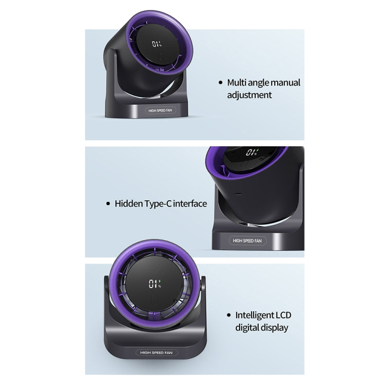 HX-F315 100-speed USB Charging Digital Display Wall-mounted Desktop Turbine Fan(Gray) - Electric Fans by PMC TechLife | Online Shopping South Africa | PMC TechLife | Buy Now Pay Later Mobicred