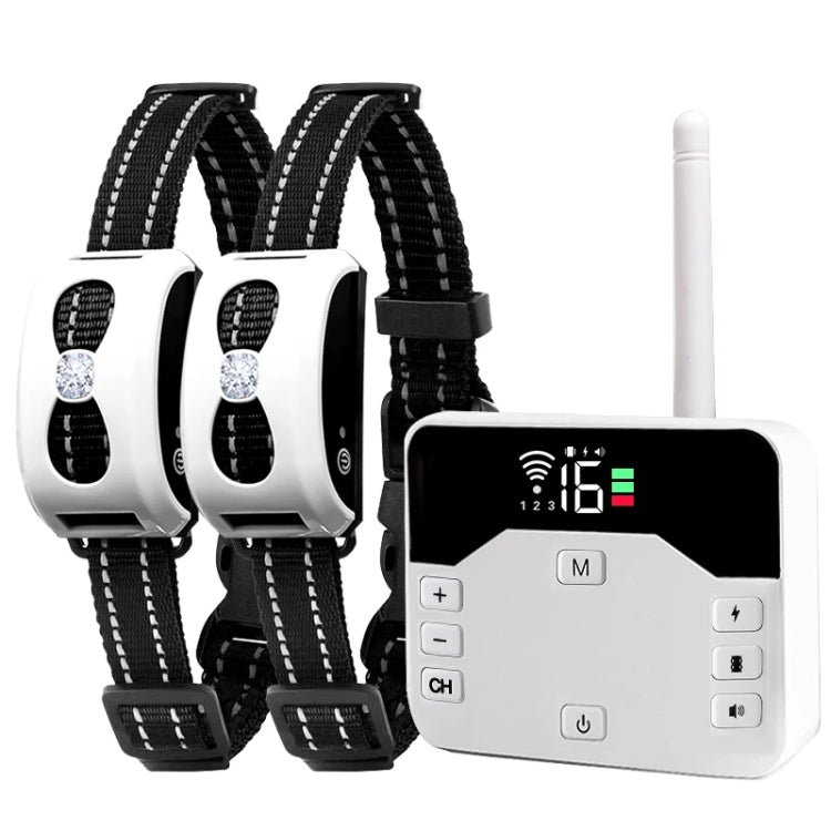 1 Drag 2 Pet Electronic Fence Wireless Stop Barker Outdoor Dog Collar Remote Control Dog Trainer(White) - Training Aids by PMC TechLife | Online Shopping South Africa | PMC TechLife | Buy Now Pay Later Mobicred