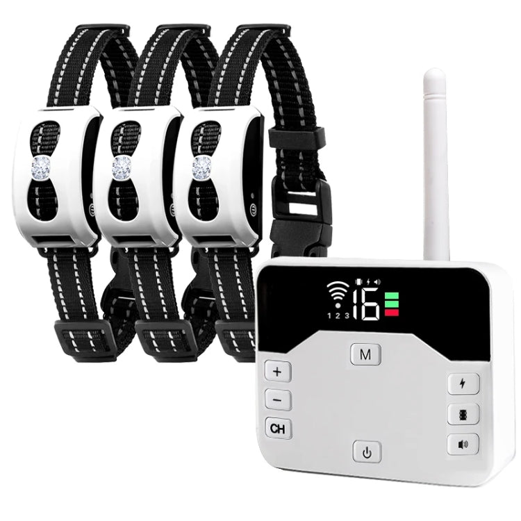 1 Drag 3 Pet Electronic Fence Wireless Stop Barker Outdoor Dog Collar Remote Control Dog Trainer(White) - Training Aids by PMC TechLife | Online Shopping South Africa | PMC TechLife | Buy Now Pay Later Mobicred