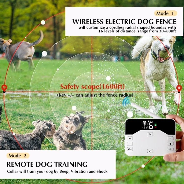 1 Drag 2 Pet Electronic Fence Wireless Stop Barker Outdoor Dog Collar Remote Control Dog Trainer(White) - Training Aids by PMC TechLife | Online Shopping South Africa | PMC TechLife | Buy Now Pay Later Mobicred