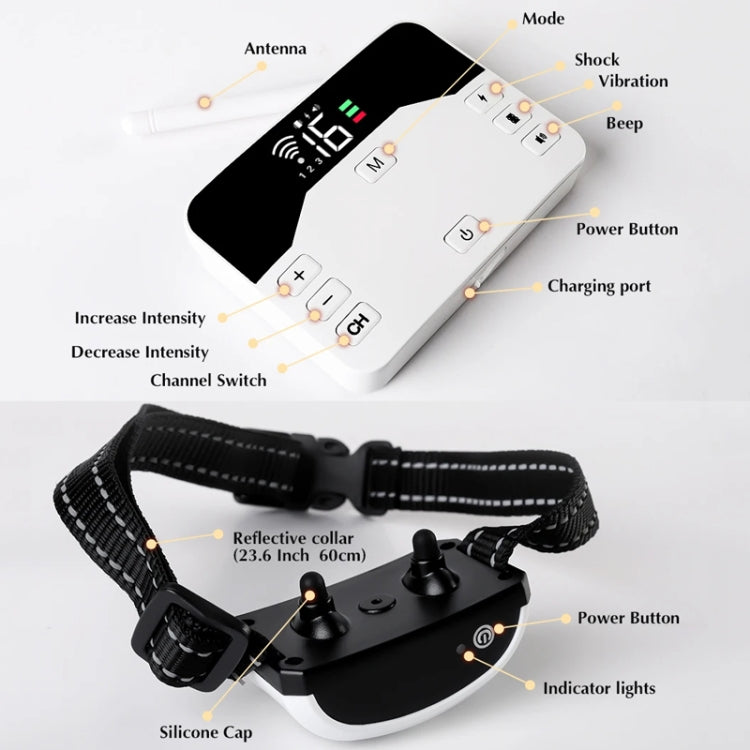 1 Drag 1 Pet Electronic Fence Wireless Stop Barker Outdoor Dog Collar Remote Control Dog Trainer(Gold) - Training Aids by PMC TechLife | Online Shopping South Africa | PMC TechLife | Buy Now Pay Later Mobicred