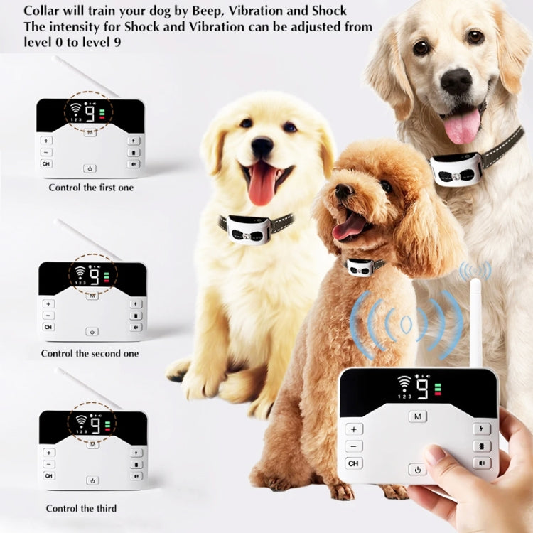 1 Drag 3 Pet Electronic Fence Wireless Stop Barker Outdoor Dog Collar Remote Control Dog Trainer(White) - Training Aids by PMC TechLife | Online Shopping South Africa | PMC TechLife | Buy Now Pay Later Mobicred