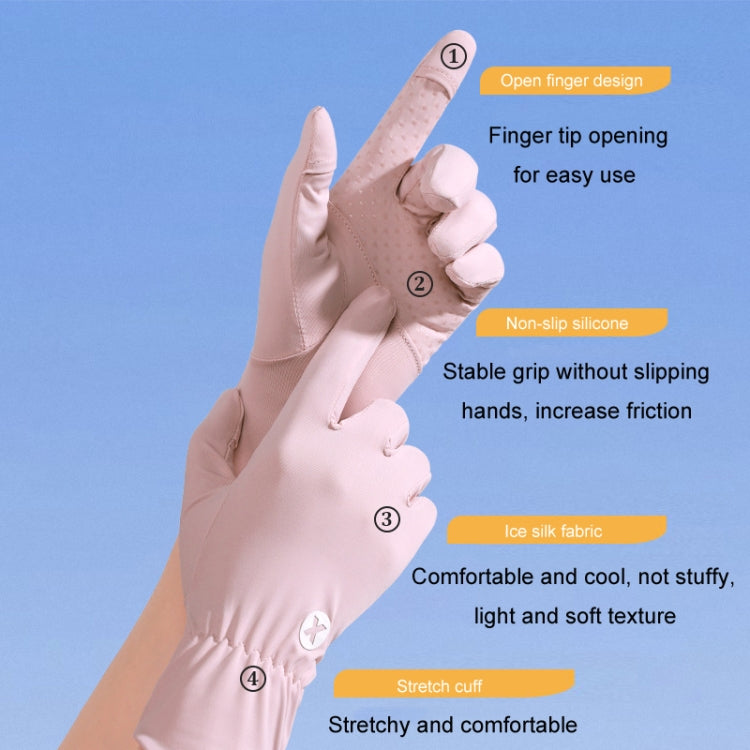 1pair Summer Thin Ice Silk Anti-Slip Sunscreen Sport Riding Finger Gloves, Size: One Size(Gray) - Safety Gloves by PMC TechLife | Online Shopping South Africa | PMC TechLife | Buy Now Pay Later Mobicred