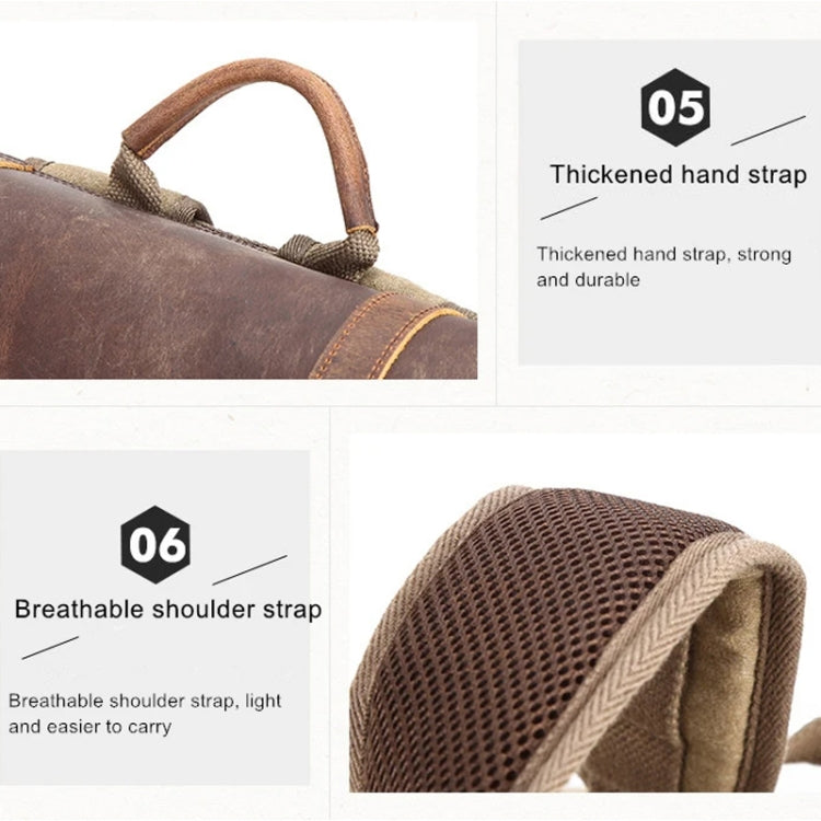 Vintage Camera Bag Waterproof  Canvas Backpack with Laptop Compartment Tripod Holder(Khaki) - Backpack by PMC TechLife | Online Shopping South Africa | PMC TechLife | Buy Now Pay Later Mobicred