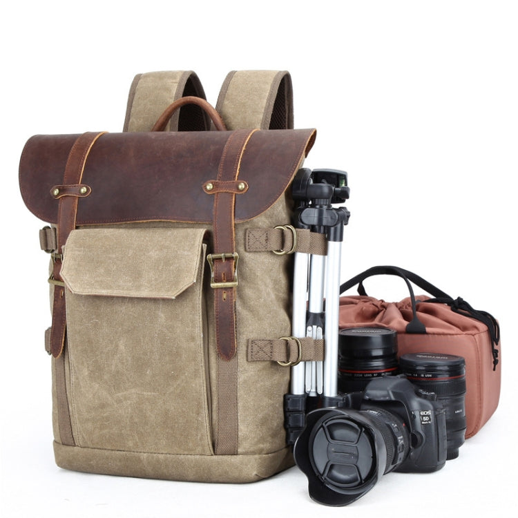 Vintage Camera Bag Waterproof  Canvas Backpack with Laptop Compartment Tripod Holder(Dark Gray) - Backpack by PMC TechLife | Online Shopping South Africa | PMC TechLife | Buy Now Pay Later Mobicred