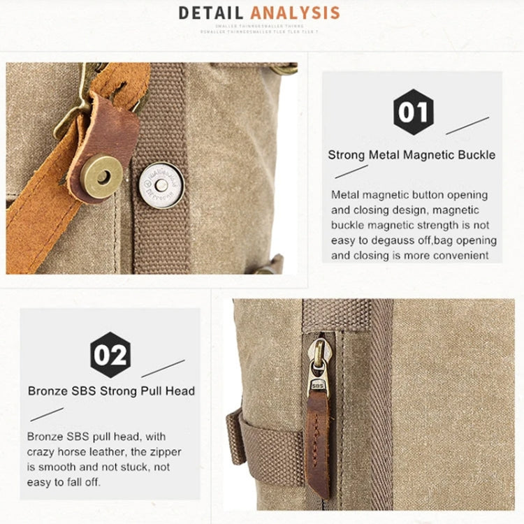 Vintage Camera Bag Waterproof  Canvas Backpack with Laptop Compartment Tripod Holder(Army Green) - Backpack by PMC TechLife | Online Shopping South Africa | PMC TechLife | Buy Now Pay Later Mobicred