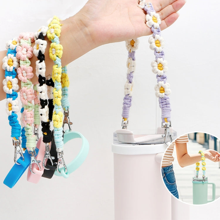 For 16-40oz Stanley Mug Lanyard Silicone Loop Boho Daisy Cute Flower Hand-Woven Mug Cover(Purple) - Kettles by PMC TechLife | Online Shopping South Africa | PMC TechLife | Buy Now Pay Later Mobicred