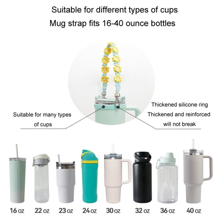 For 16-40oz Stanley Mug Lanyard Silicone Loop Boho Daisy Cute Flower Hand-Woven Mug Cover(Black) - Kettles by PMC TechLife | Online Shopping South Africa | PMC TechLife | Buy Now Pay Later Mobicred