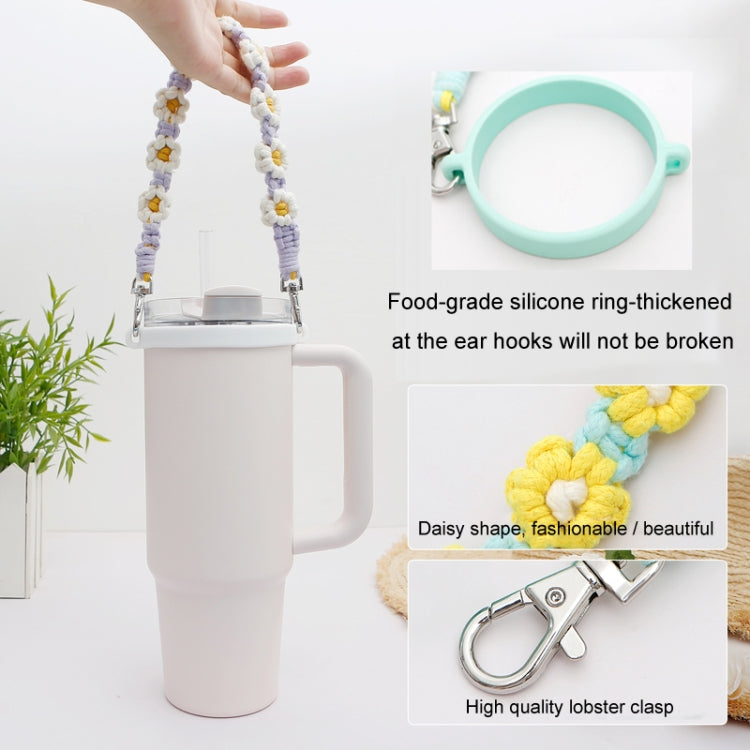 For 16-40oz Stanley Mug Lanyard Silicone Loop Boho Daisy Cute Flower Hand-Woven Mug Cover(Purple) - Kettles by PMC TechLife | Online Shopping South Africa | PMC TechLife | Buy Now Pay Later Mobicred