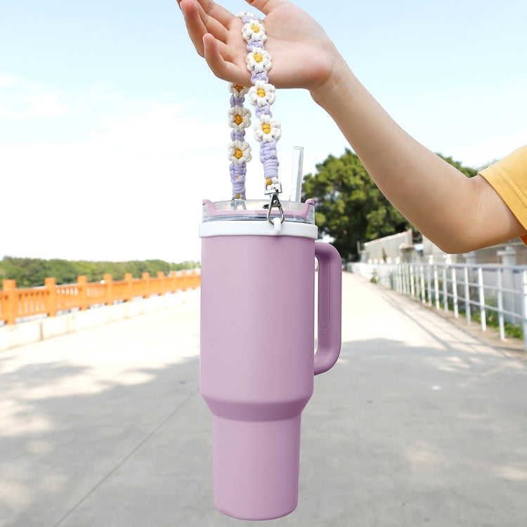 For 16-40oz Stanley Mug Lanyard Silicone Loop Boho Daisy Cute Flower Hand-Woven Mug Cover(Purple) - Kettles by PMC TechLife | Online Shopping South Africa | PMC TechLife | Buy Now Pay Later Mobicred