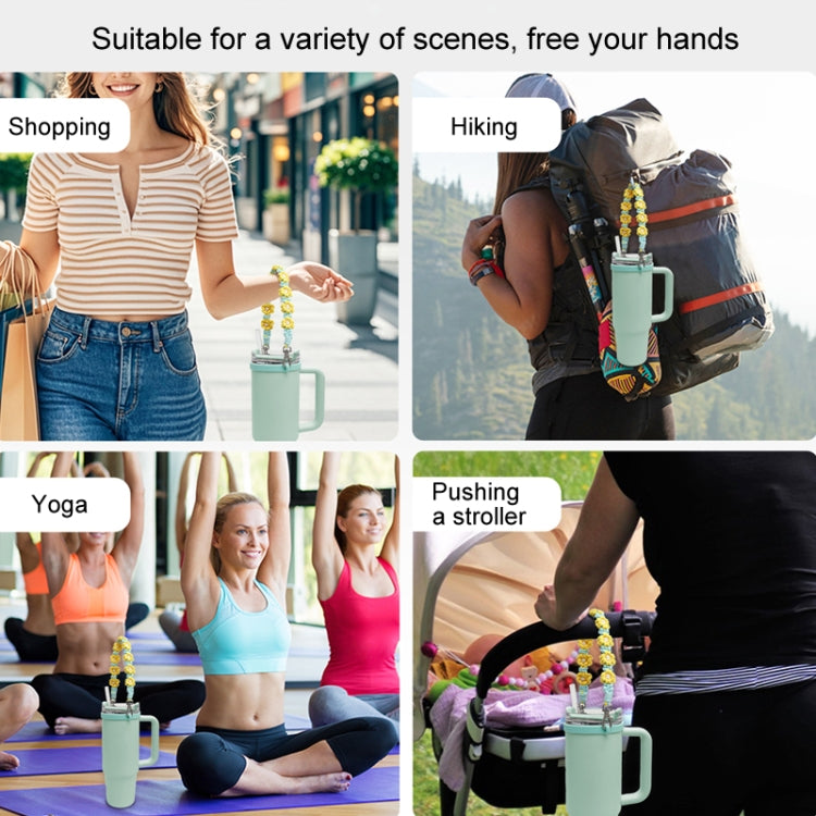 For 16-40oz Stanley Mug Lanyard Silicone Loop Boho Daisy Cute Flower Hand-Woven Mug Cover(Purple) - Kettles by PMC TechLife | Online Shopping South Africa | PMC TechLife | Buy Now Pay Later Mobicred