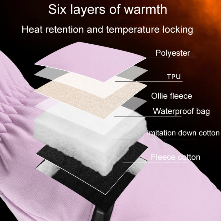 Winter Padded Ski Gloves Outdoor Windproof Warm Sports Gloves, Size: M(Light Purple) - Safety Gloves by PMC TechLife | Online Shopping South Africa | PMC TechLife | Buy Now Pay Later Mobicred