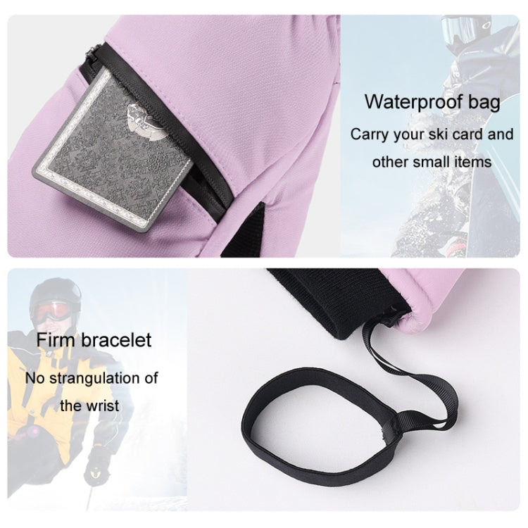 Winter Padded Ski Gloves Outdoor Windproof Warm Sports Gloves, Size: M(Light Purple) - Safety Gloves by PMC TechLife | Online Shopping South Africa | PMC TechLife | Buy Now Pay Later Mobicred