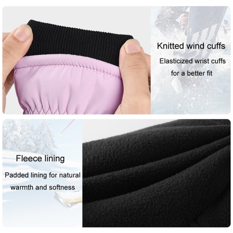 Winter Padded Ski Gloves Outdoor Windproof Warm Sports Gloves, Size: M(Light Purple) - Safety Gloves by PMC TechLife | Online Shopping South Africa | PMC TechLife | Buy Now Pay Later Mobicred