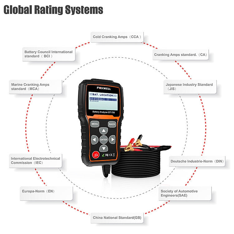 FOXWELL BT705 12V 24V Car Battery Test Analyzer Cranking and Charging System Test - free shipping - PMC TechLife - Order now!