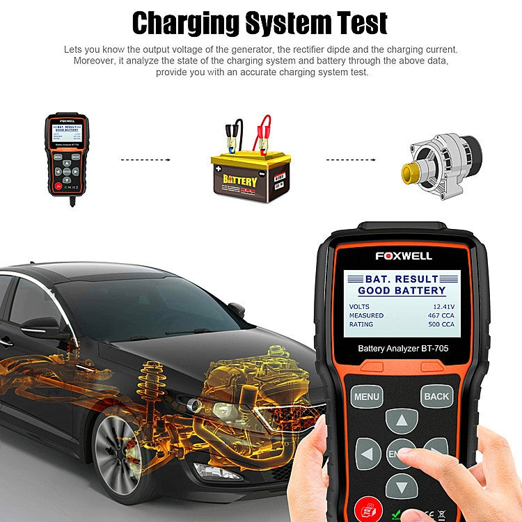 FOXWELL BT705 12V 24V Car Battery Test Analyzer Cranking and Charging System Test - free shipping - PMC TechLife - Order now!