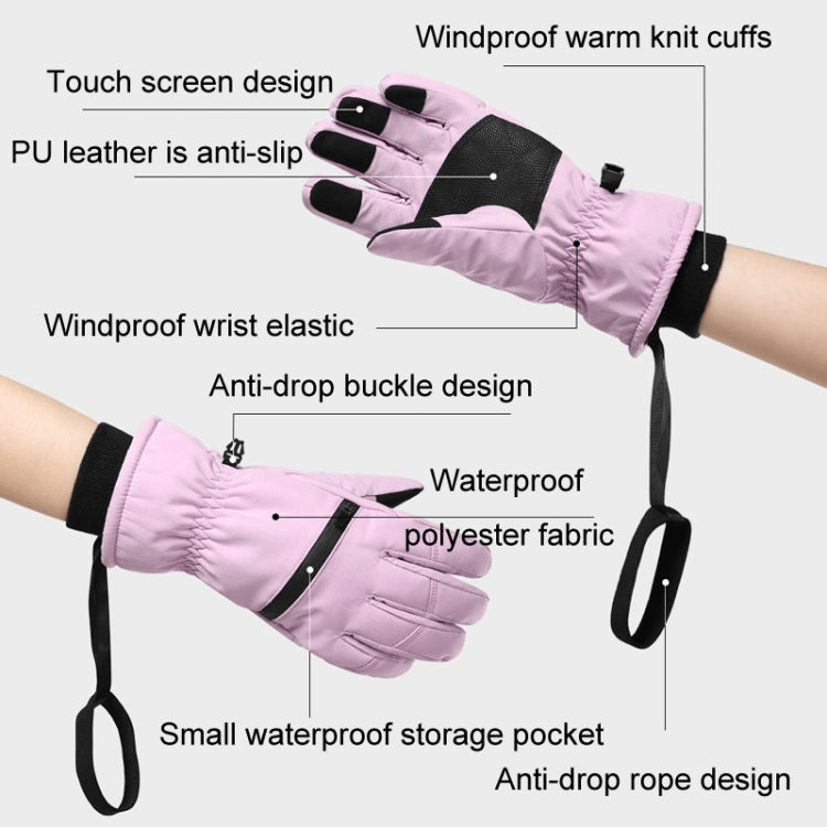Winter Padded Ski Finger Gloves Outdoor Windproof Warm Sports Gloves, Size: M(Light Purple) - Full Finger Gloves by PMC TechLife | Online Shopping South Africa | PMC TechLife | Buy Now Pay Later Mobicred