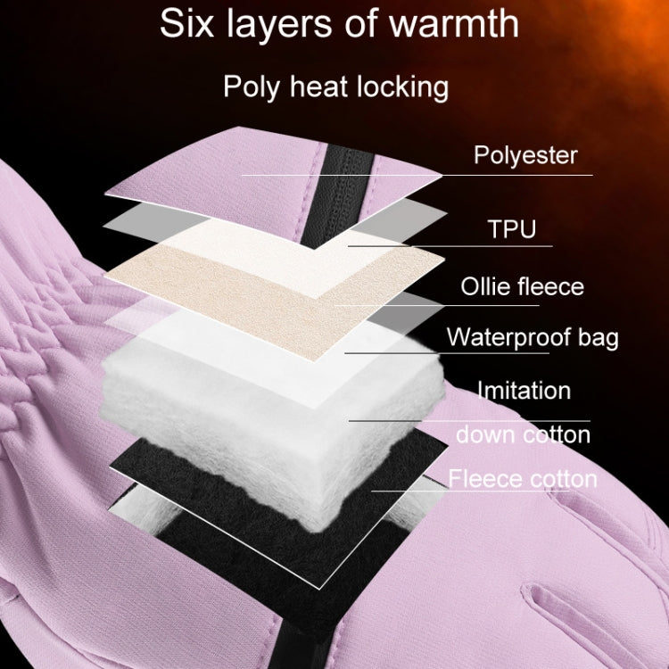 Winter Padded Ski Finger Gloves Outdoor Windproof Warm Sports Gloves, Size: L(Light Purple) - Full Finger Gloves by PMC TechLife | Online Shopping South Africa | PMC TechLife | Buy Now Pay Later Mobicred