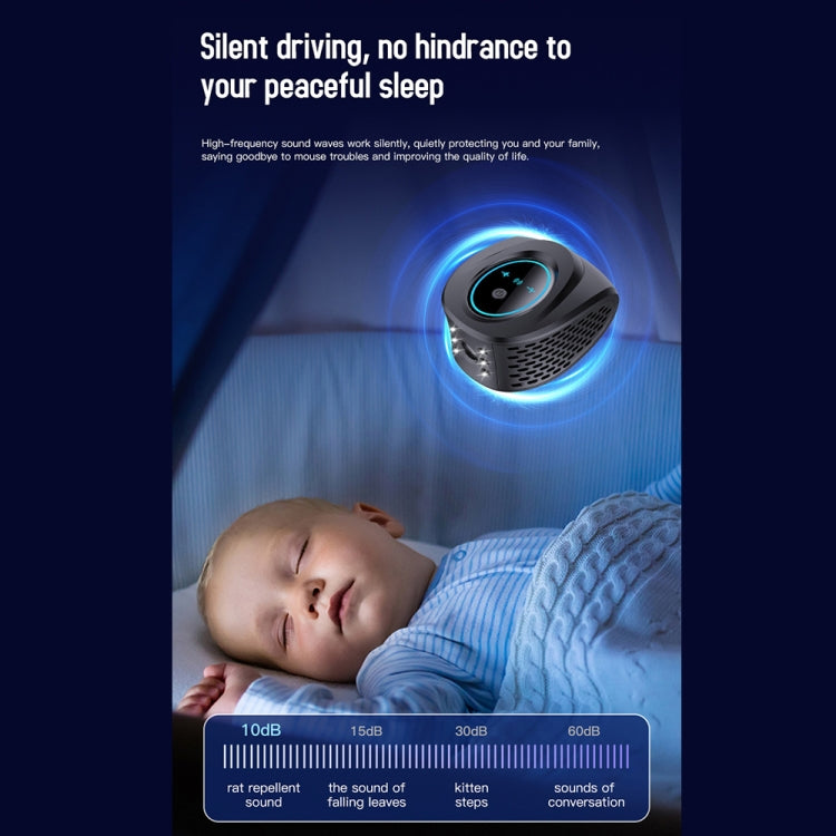 QSQ218 Multifunctional LED Household Indoor High-power Ultrasonic Mouse Repellent EU Plug(Black) - Repellents by PMc TechLife | Online Shopping South Africa | PMc TechLife | Buy Now Pay Later Mobicred