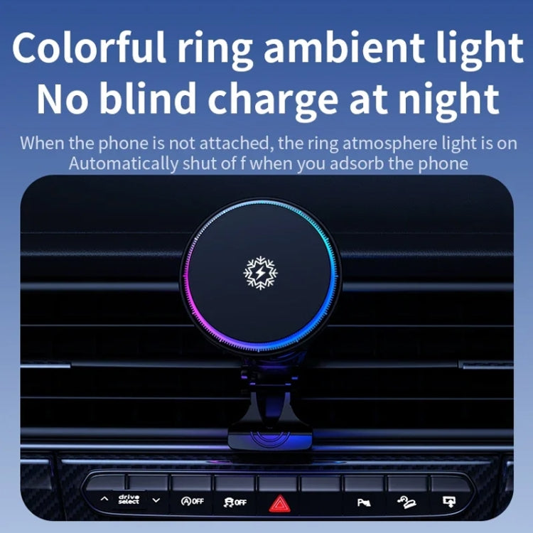 15W Car Wireless Charger Semiconductor Heat Dissipation Mobile Phone Holder RGB Light(Black) - Wireless Charger Holders by PMC TechLife | Online Shopping South Africa | PMC TechLife | Buy Now Pay Later Mobicred