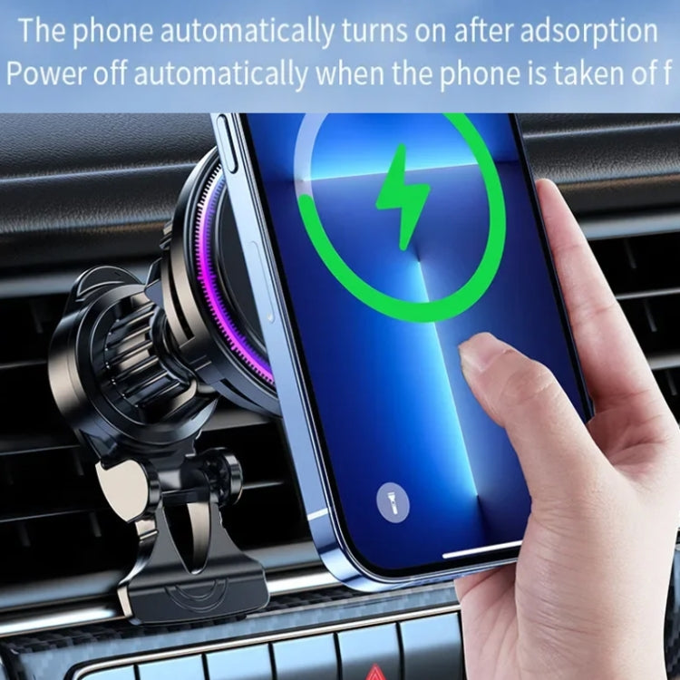 15W Car Wireless Charger Semiconductor Heat Dissipation Mobile Phone Holder RGB Light(Black) - Wireless Charger Holders by PMC TechLife | Online Shopping South Africa | PMC TechLife | Buy Now Pay Later Mobicred