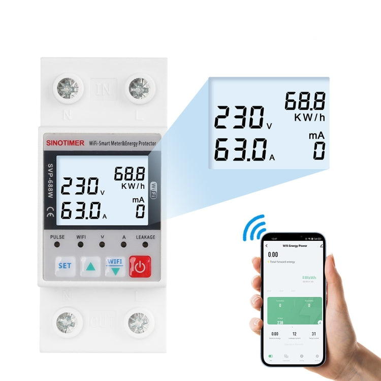SINOTIMER SVP-688W-L  TUYA APP WiFi Smart Circuit Breaker Over Under Voltage Protector - free shipping - PMC TechLife - Order now!